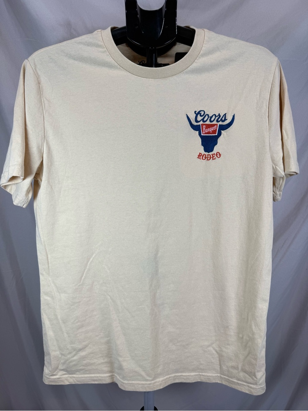 Coors Banquet Rodeo Embroidered Logo T-Shirt Tan- Unisex Medium